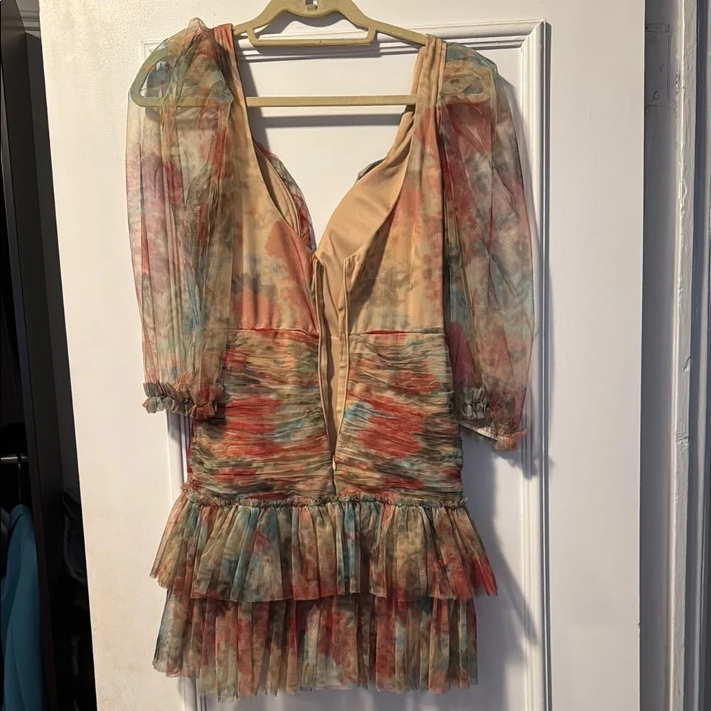 Colorful Sheer Ruffle Dress - Picture 2 of 4